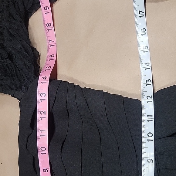 Self-Portrait Size 2 Black Crepe Dot Mesh Midi Dress. Excellent Used Condition - Picture 10 of 15